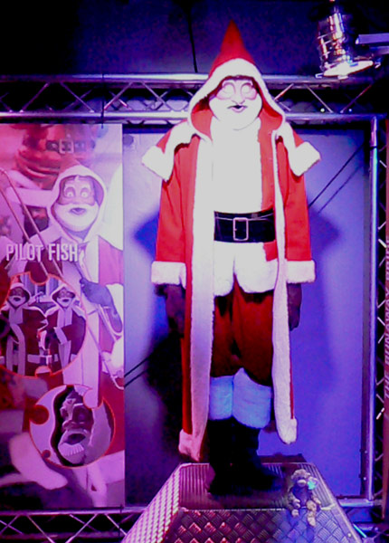 Bonsai and a Pilot Fish disguised as a Santa Claus from Doctor Who.