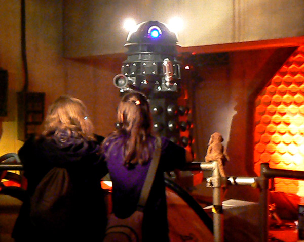 Watching the Dalek show in the Doctor Who exhibition.