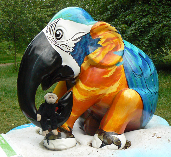 Mooch monkey at the London Elephant Parade - 029 Blue Macaw.