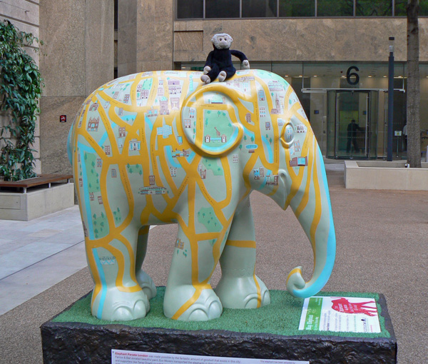 Mooch monkey at the London Elephant Parade - 060 Map Elephant.