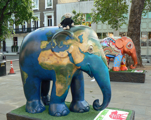 Mooch monkey at the London Elephant Parade - 062 Gaia Elephant.