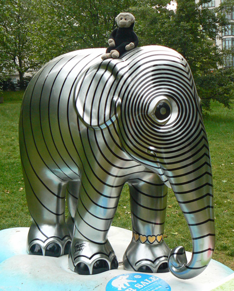 Mooch monkey at the London Elephant Parade - 108 Karma.