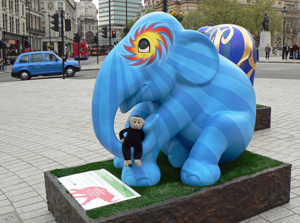 Mooch monkey at the London Elephant Parade - 145 Mumbai Indians.