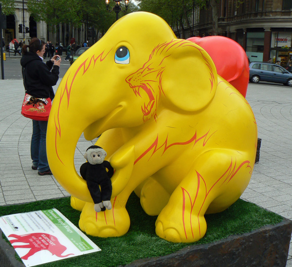 Mooch monkey at the London Elephant Parade - 149 Chennai Super Kings.