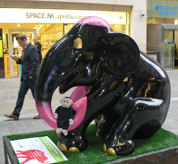 Mooch monkey at the London Elephant Parade - 256 The BODYAMR & Zara Martin Elephant