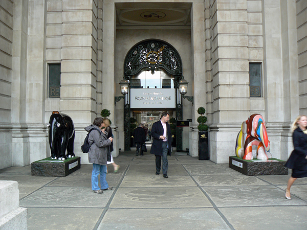 London Elephant Parade - Gate Guards at Royal Exchange.