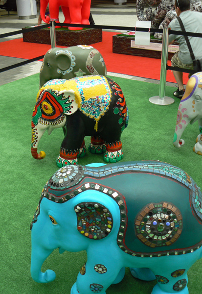 London Elephant Parade - Mooch monkey with the mini-elephants at Westfield