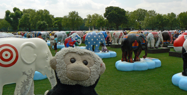 London Elephant Parade - Mooch monkey at Royal Hospital Chelsea