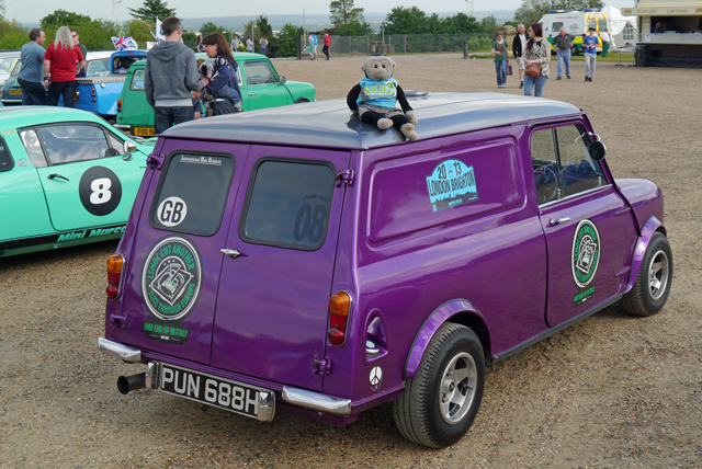 Mooch monkey on a Mini Van at the Mini London to Brighton car rally 2013