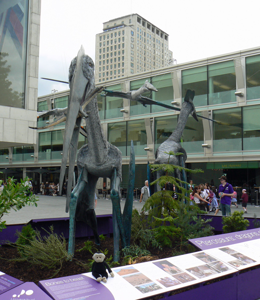 Mooch monkey visits the Portsmouth Pterosaurs on the South Bank