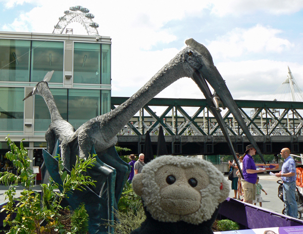 Mooch monkey visits the Portsmouth Pterosaurs on the South Bank