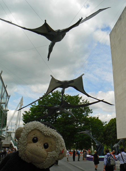Mooch monkey visits the Portsmouth Pterosaurs on the South Bank