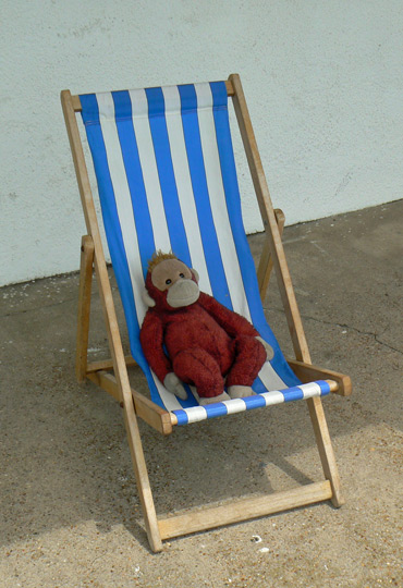 Big Mama sitting in a deck chair