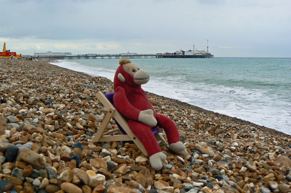 Schweetheart on the beach at the Brighton Pier.