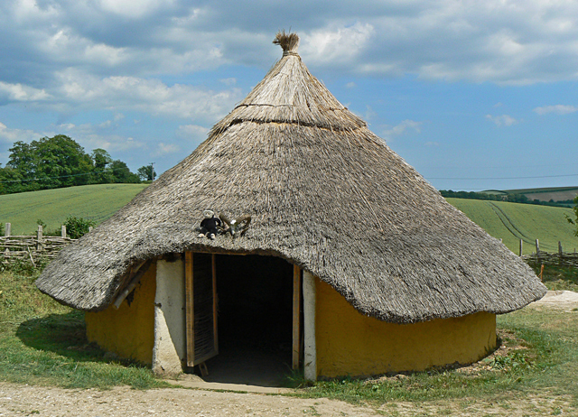 Mooch monkey at Butser Ancient Farm - Iron Age buildings