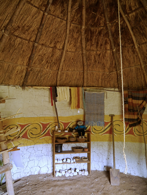 Mooch monkey at Butser Ancient Farm - inside an Iron Age building