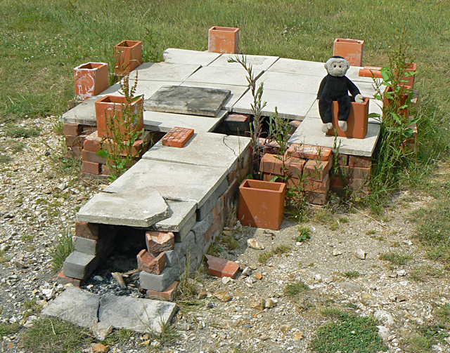 Mooch monkey at Butser Ancient Farm - Roman Villa Hypocaust