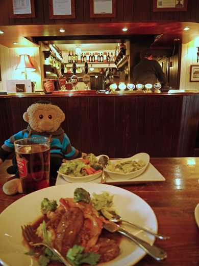 Mooch monkey at The Red Lion pub in Chalton