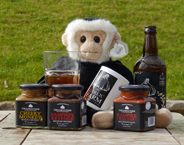 Mina Mooch monkey at the Garlic Farm, Isle of Wight.