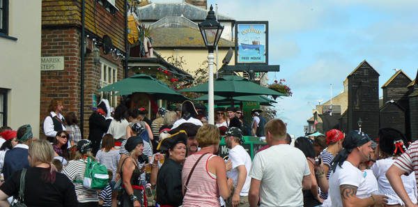 Pirates at a pub in Hastings.