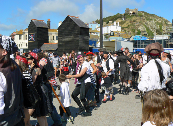 Pirates dance in Hastings.