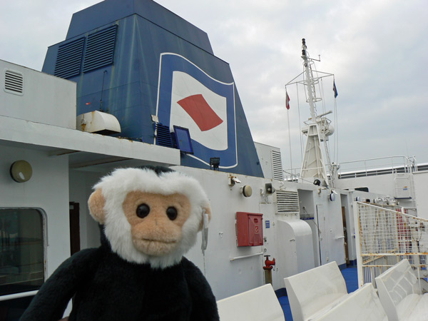 Mina on the ferry's top deck.