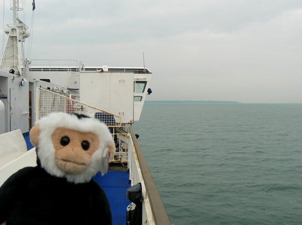 Mina on the ferry's top deck.