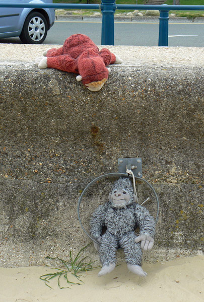 Big Mama and Yeti on the sea wall at Ryde, Isle of Wight.