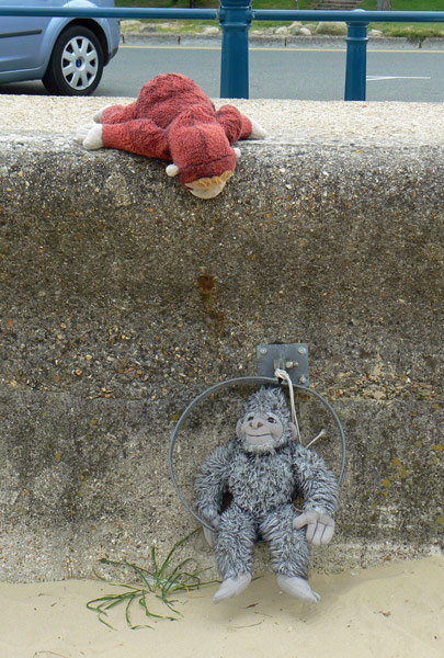 Big Mama and Yeti on the sea wall at Ryde, Isle of Wight.