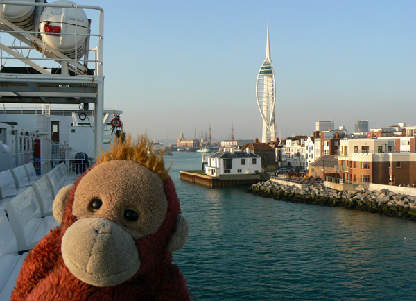 Big Mama Schweetheart and the Spinnaker Tower in Portsmouth from the ferry.