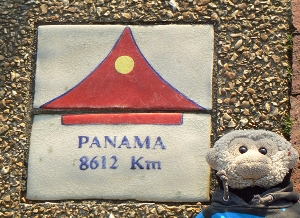 Mooch monkey at Ventnor on the sign for Panama.