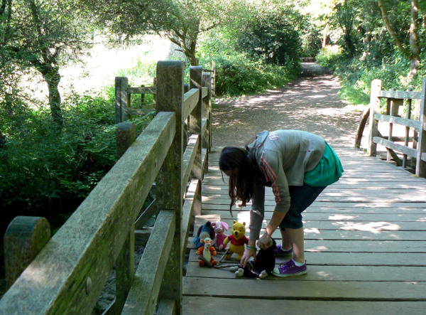 Winnie-the-Pooh, Mooch monkey and friends at Pooh Bridge.