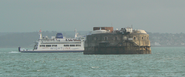 A vehicle ferry leaves Portsmouth.