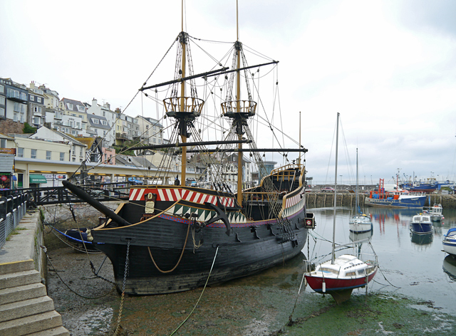 Mooch monkey - the Golden Hind replica in Brixham harbour