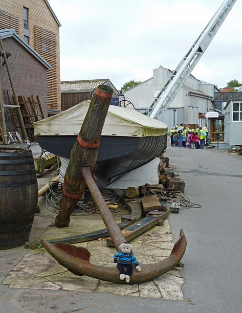 Mooch monkey at ss Great Britain in Bristol - anchor and boat on dockside