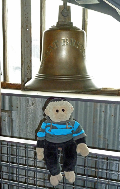 Mooch monkey at ss Great Britain in Bristol - ships bell