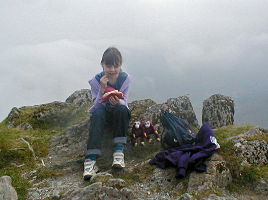 The monkeys and Annie on Snowdon