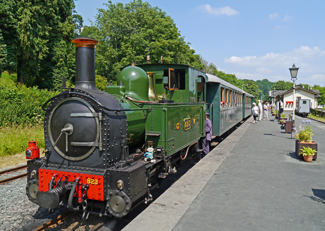 Mooch monkey at the Welshpool & Llanfair Light Railway - engine being coupled to carriages