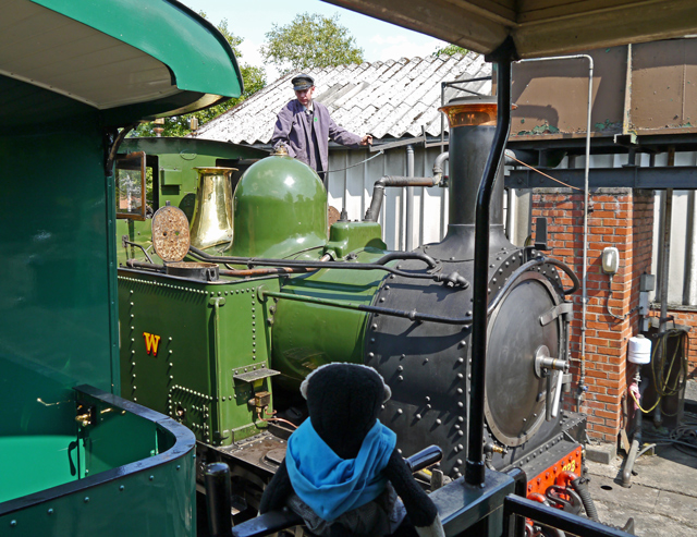 Mooch monkey at the Welshpool & Llanfair Light Railway - engine taking water at Llanfair Caereinion