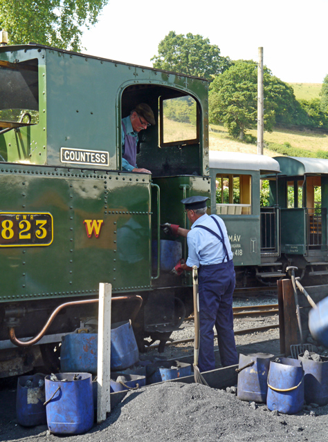 Mooch monkey at the Welshpool & Llanfair Light Railway - loading coal at Llanfair Caereinion