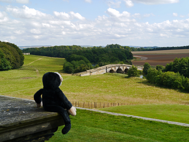 Minty Mooch monkey at Castle Howard - view of the bridge near the Mausoleum