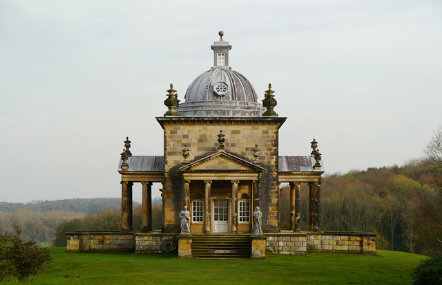 Mina Mooch monkey at Castle Howard - Temple of the Four Winds in autumn