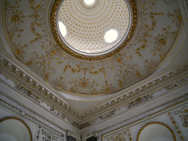 Mina Mooch monkey at Castle Howard - interior of the Temple of the Four Winds