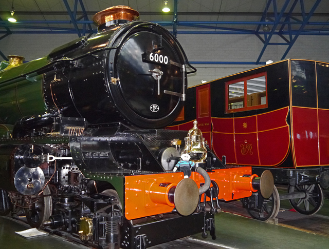 Mooch monkey on a steam locomotive in the Railway Museum, York