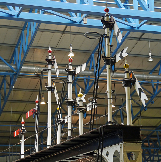 Mooch monkey at the National Railway Museum in York - semaphore signals