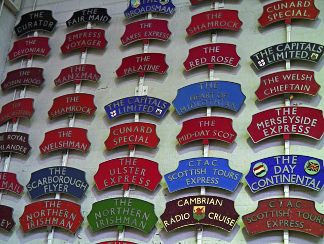 Mooch monkey at the Railway Museum, York - locomotive nameplates