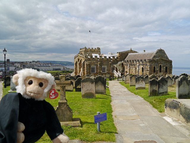 Mina Mooch monkey at Whitby - St Mary's Church