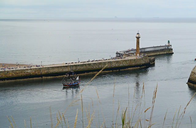 Mina Mooch monkey at Whitby - harbour entrance