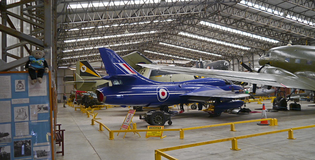 Mooch monkey at Yorkshire Air Museum, Elvington - Hawker Hunter in hanger