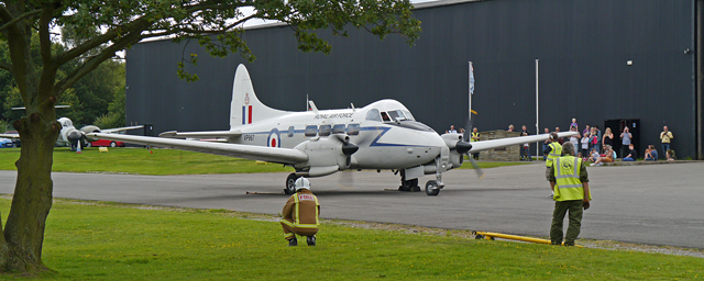 Mooch monkey at Yorkshire Air Museum, Elvington - De Havilland DH 104 Devon C2 taxiing